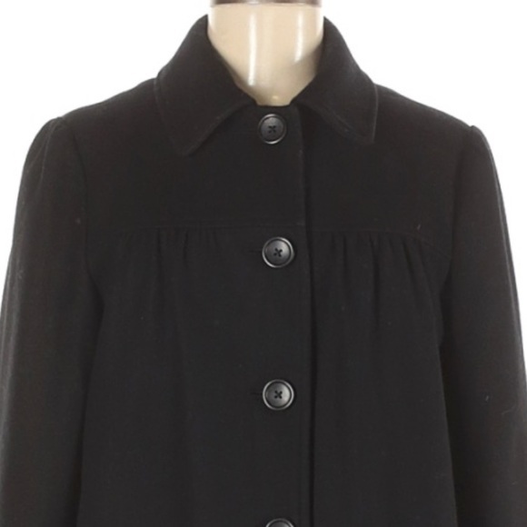 Banana Republic sz M black wool blend button up lined collared dress jacket coat - Picture 3 of 14
